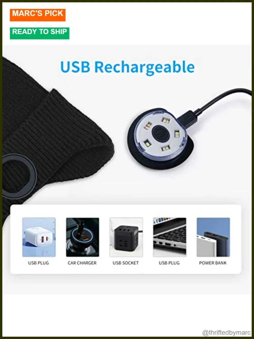 Unisex USB Rechargeable LED Beanie Hat with Light Warm Knitted Earflap Beanie
